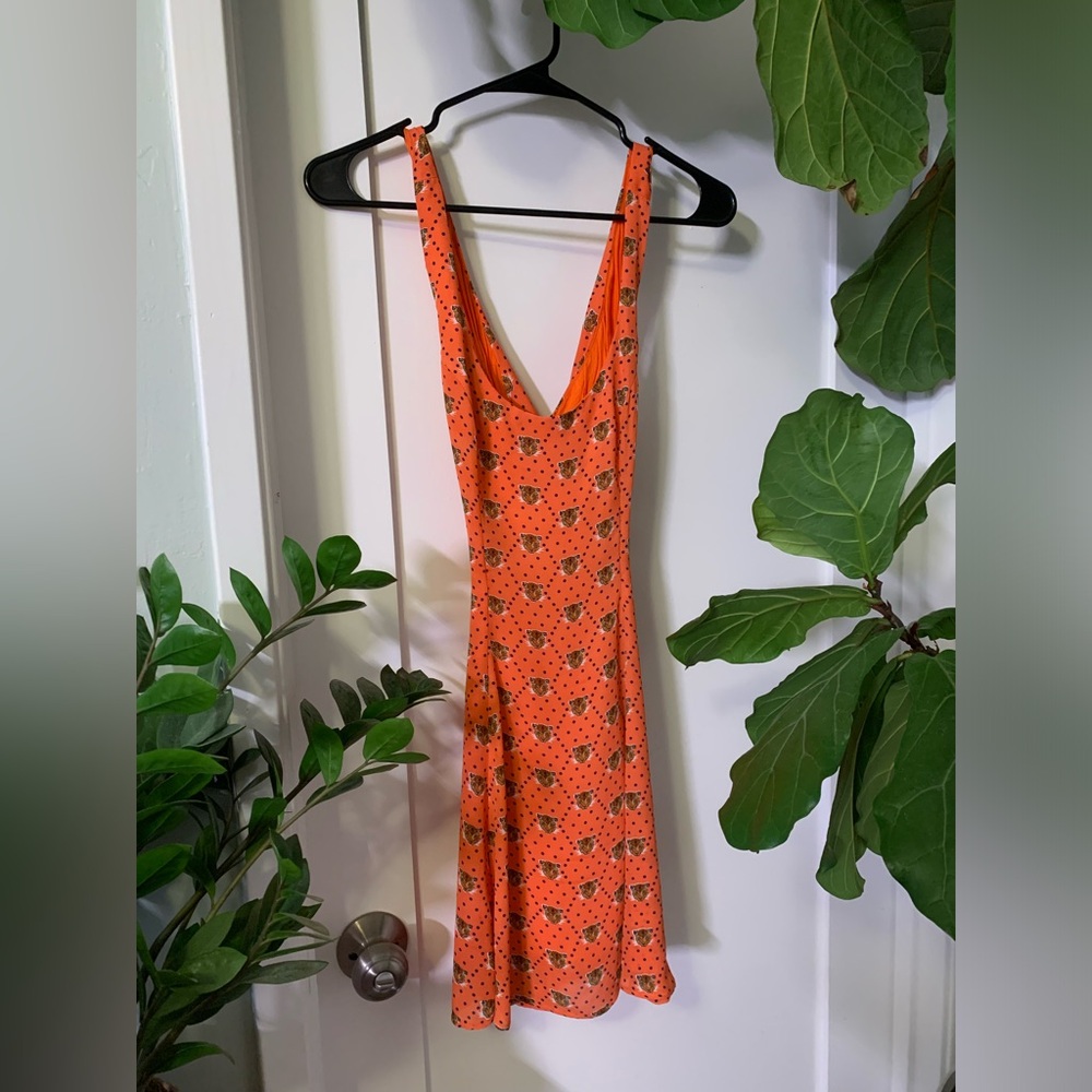 Funky Leopard Polka Dot Bright Coral / Orange Dress